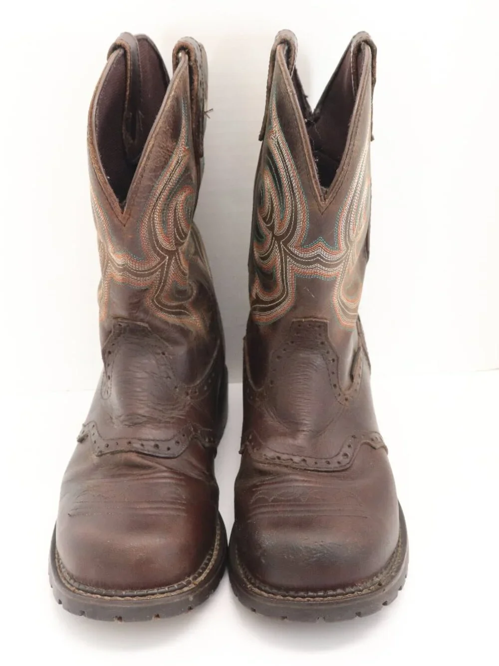 Justin Men's Western Work‎ Boots Brown Steel Toe Waterproof Size 9B